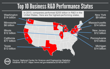 The NCSES report contains business R&D data for all states.